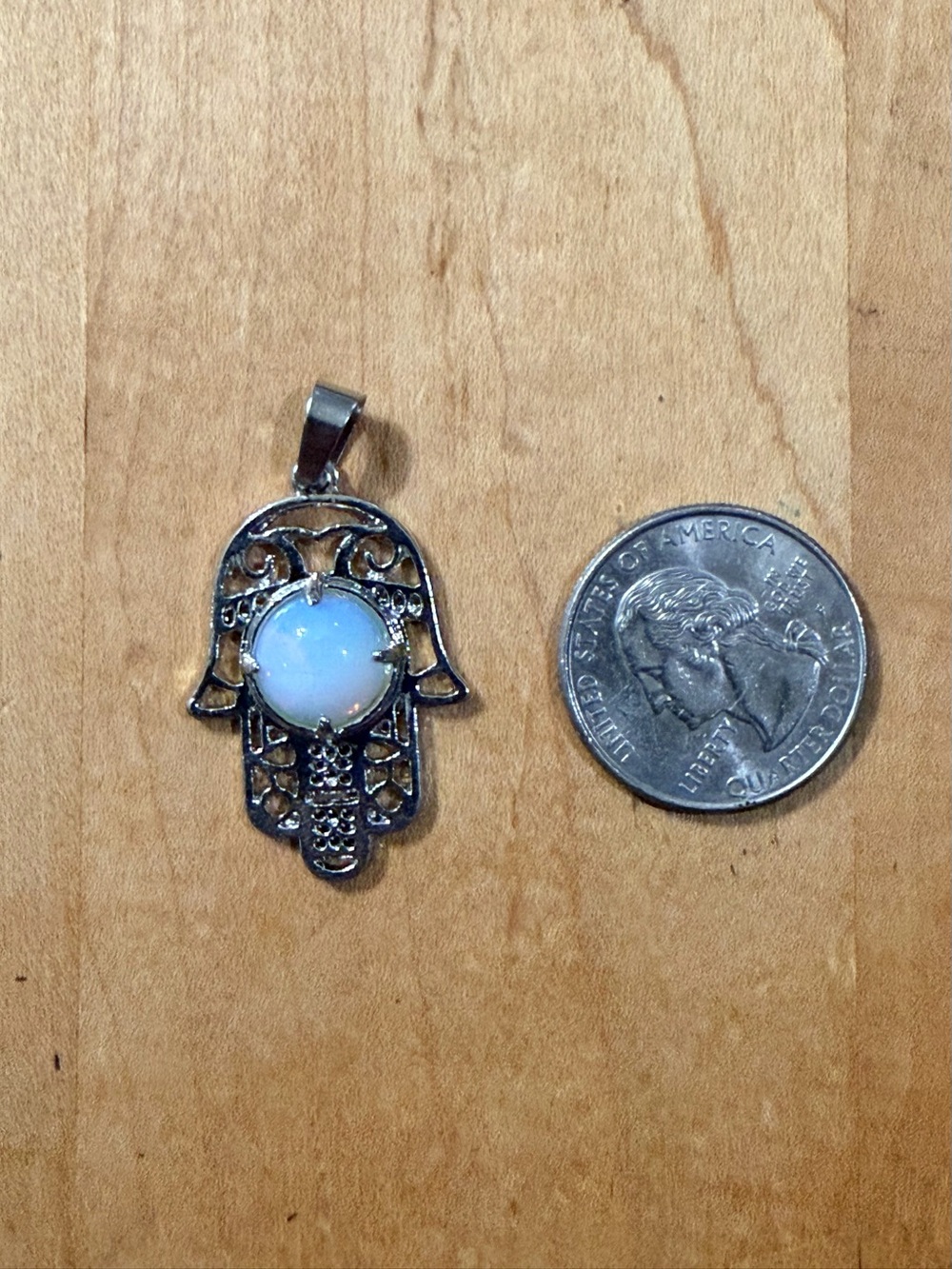 Opalite Hamsa Hand Pendant Necklace